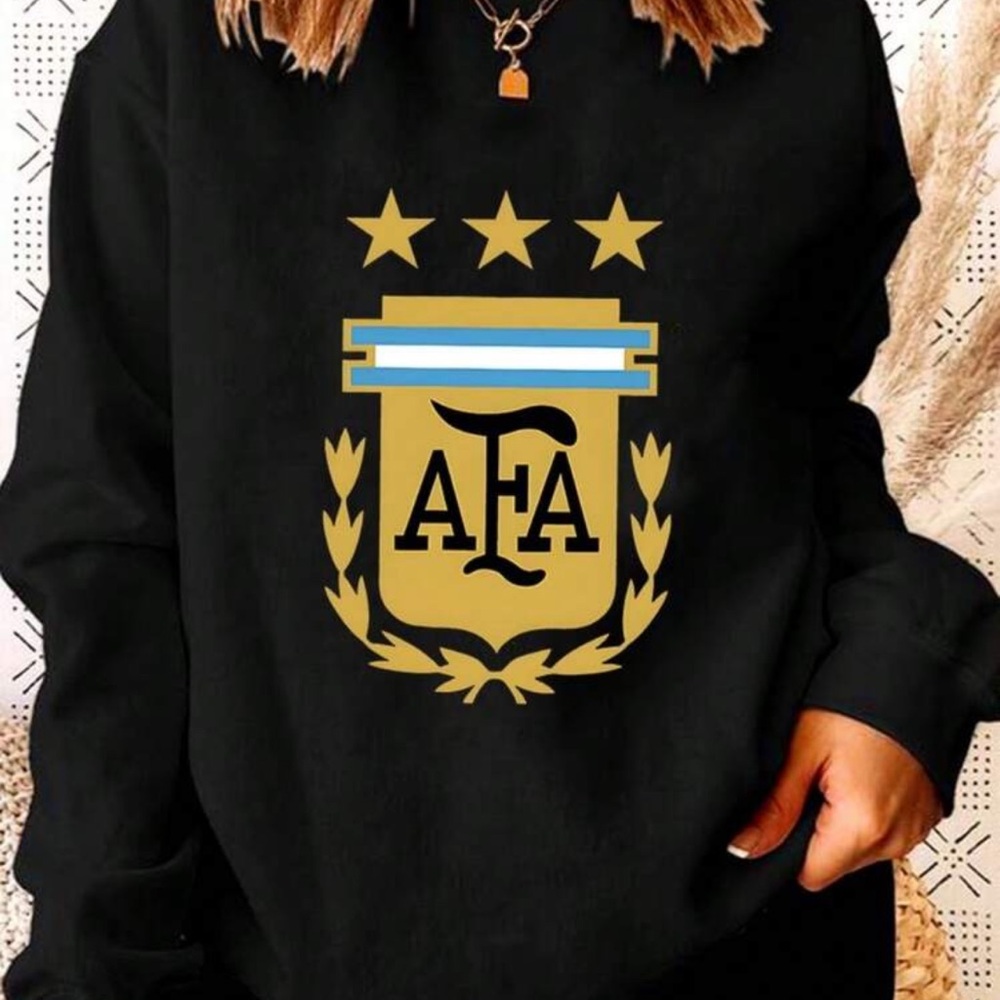 FA Black Sweatshirt with Gold AFA Crest and Light Blue Stripe